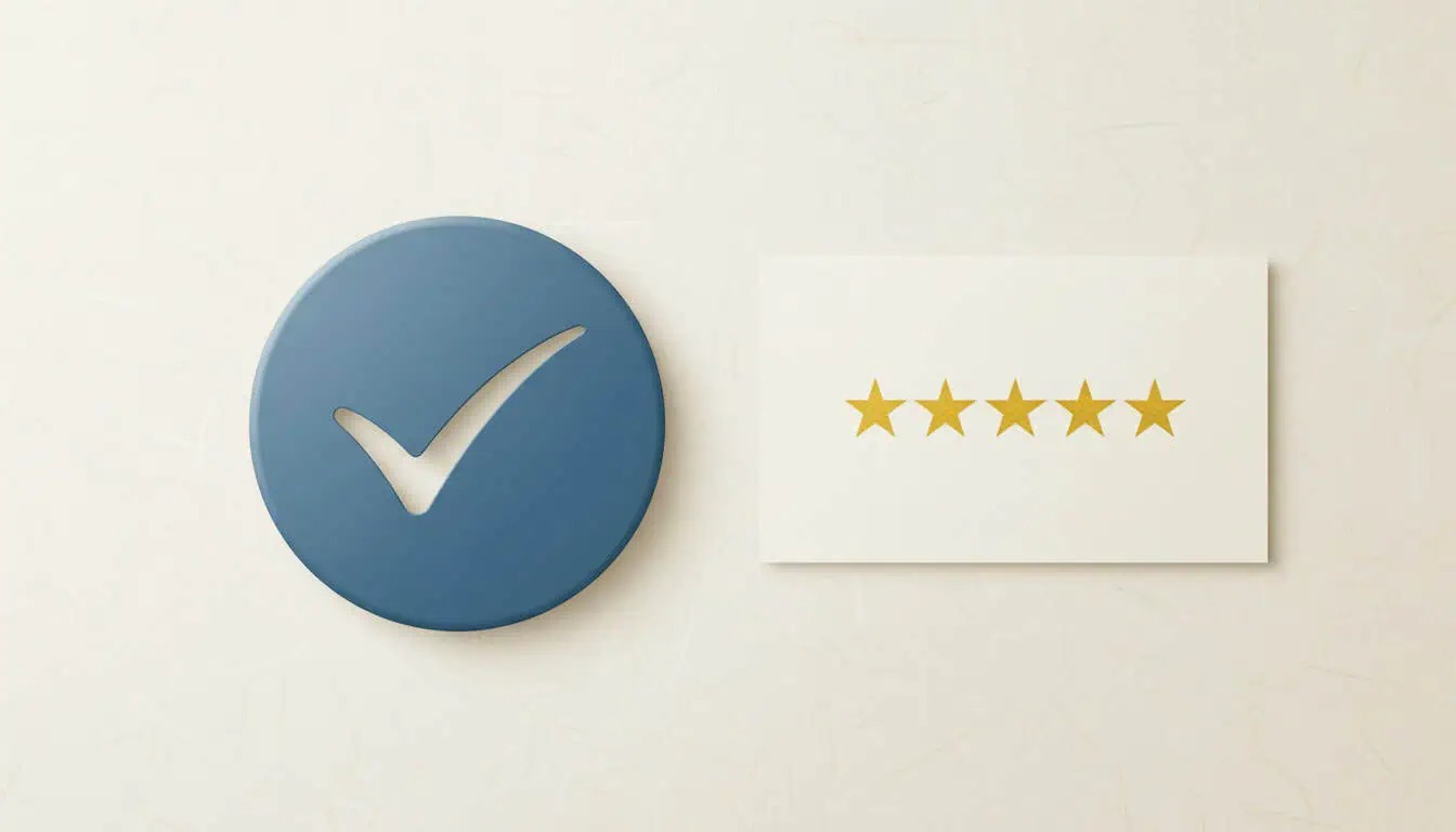 Google Verified blue checkmark badge beside a five-star review